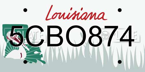 5CBO874 Louisiana License Plate