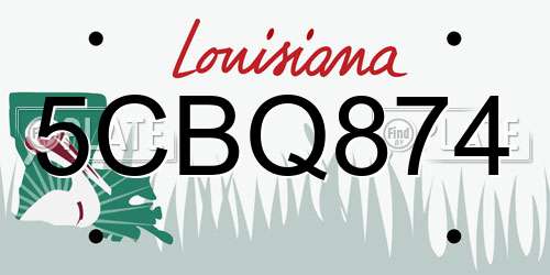 5CBQ874 Louisiana License Plate