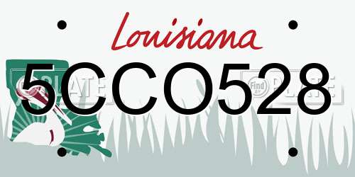 5CCO528 Louisiana License Plate