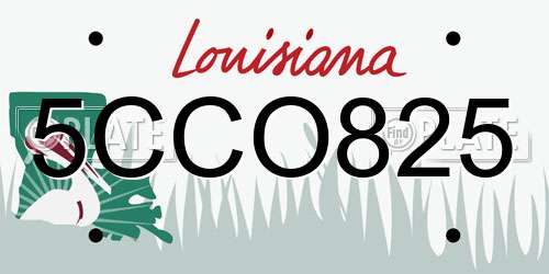 5CCO825 Louisiana License Plate