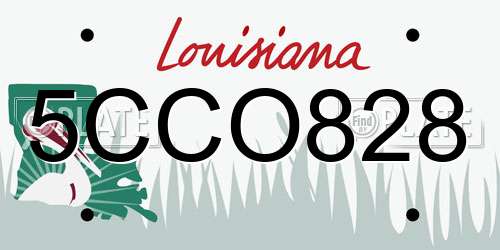 5CCO828 Louisiana License Plate