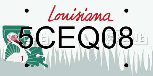 5CEQ08 Louisiana License Plate