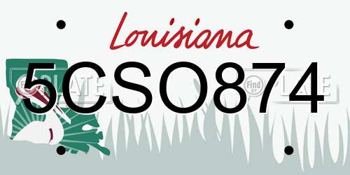 5CSO874 Louisiana License Plate