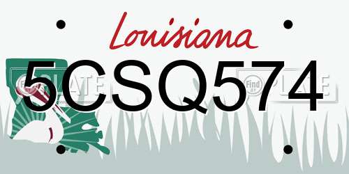 5CSQ574 Louisiana License Plate