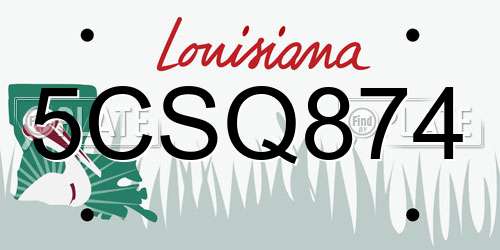 5CSQ874 Louisiana License Plate