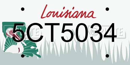 5CT5034 Louisiana License Plate