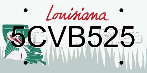 5CVB525 Louisiana License Plate
