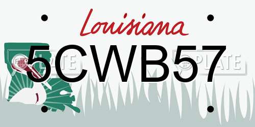 5CWB57 Louisiana License Plate