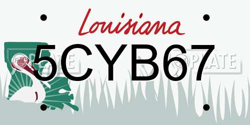 5CYB67 Louisiana License Plate