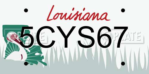 5CYS67 Louisiana License Plate
