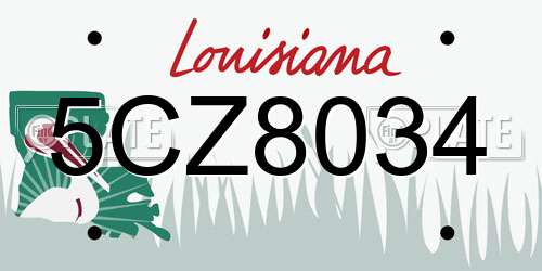 5CZ8034 Louisiana License Plate