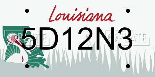 5D12N3 Louisiana License Plate
