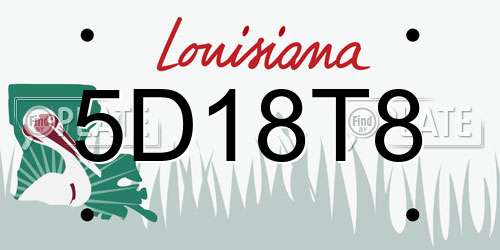 5D18T8 Louisiana License Plate