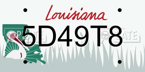 5D49T8 Louisiana License Plate