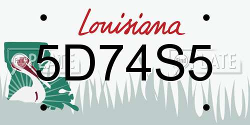 5D74S5 Louisiana License Plate
