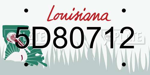 5D80712 Louisiana License Plate