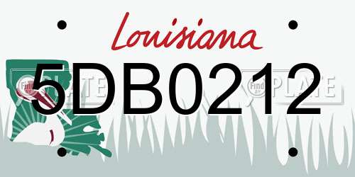 5DB0212 Louisiana License Plate