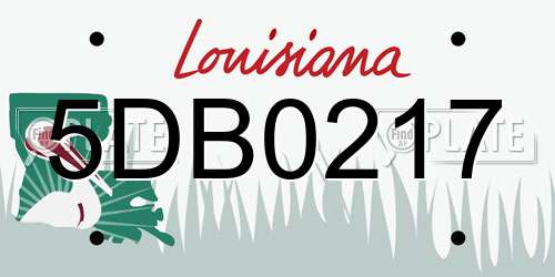 5DB0217 Louisiana License Plate