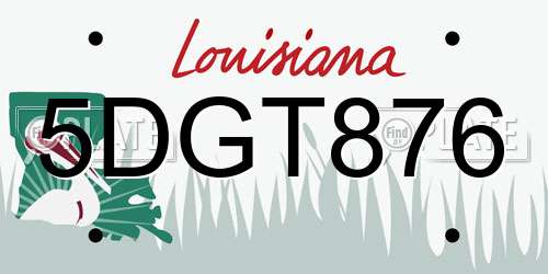 5DGT876 Louisiana License Plate