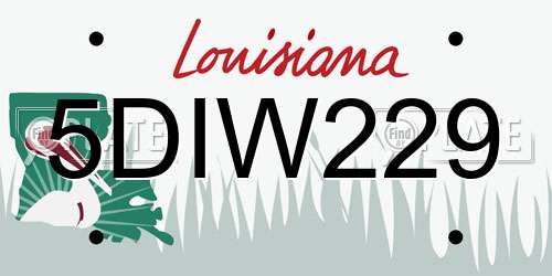 5DIW229 Louisiana License Plate