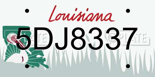 5DJ8337 Louisiana License Plate