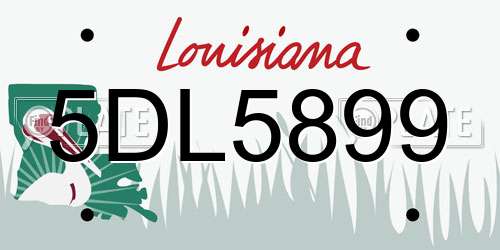 5DL5899 Louisiana License Plate