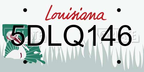5DLQ146 Louisiana License Plate