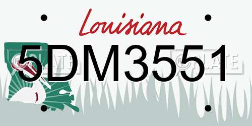 5DM3551 Louisiana License Plate