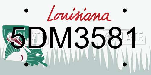 5DM3581 Louisiana License Plate