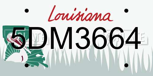 5DM3664 Louisiana License Plate