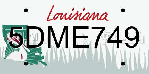 5DME749 Louisiana License Plate