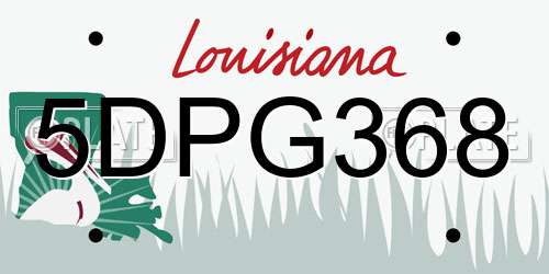 5DPG368 Louisiana License Plate