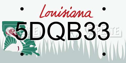 5DQB33 Louisiana License Plate