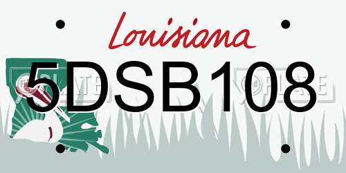 5DSB108 Louisiana License Plate