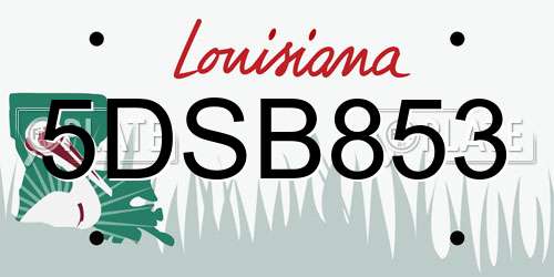 5DSB853 Louisiana License Plate