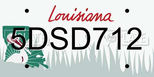 5DSD712 Louisiana License Plate