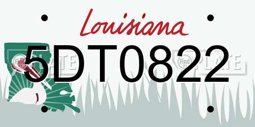 5DT0822 Louisiana License Plate