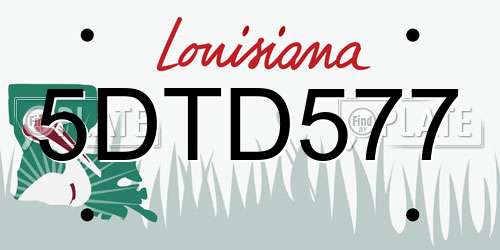5DTD577 Louisiana License Plate