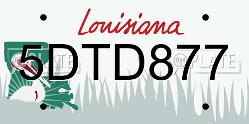 5DTD877 Louisiana License Plate