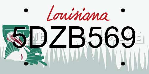 5DZB569 Louisiana License Plate