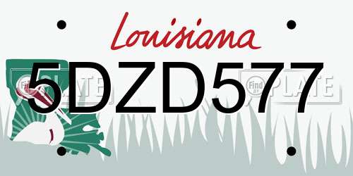 5DZD577 Louisiana License Plate