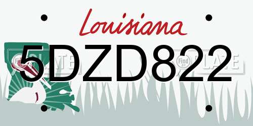 5DZD822 Louisiana License Plate