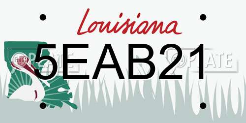 5EAB21 Louisiana License Plate