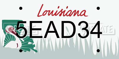 5EAD34 Louisiana License Plate