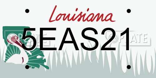 5EAS21 Louisiana License Plate