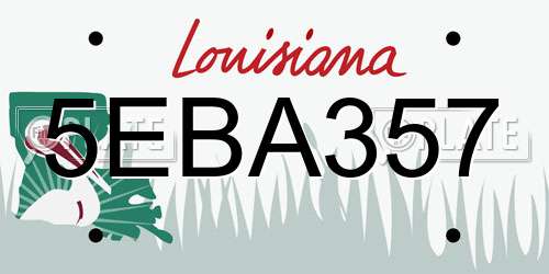 5EBA357 Louisiana License Plate
