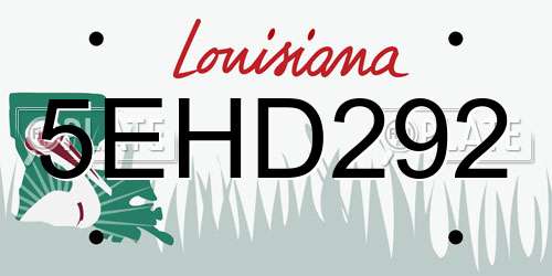 5EHD292 Louisiana License Plate