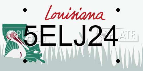 5ELJ24 Louisiana License Plate