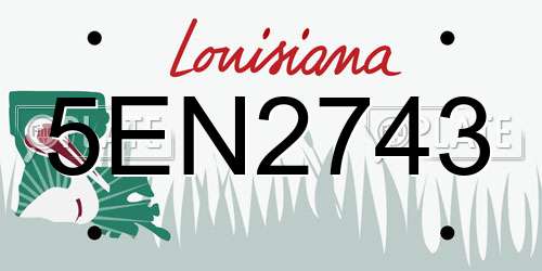 5EN2743 Louisiana License Plate