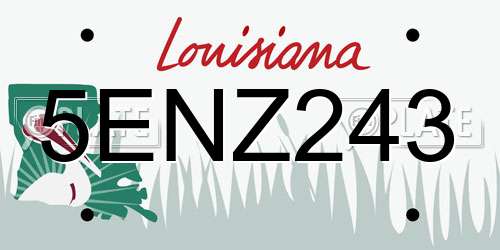 5ENZ243 Louisiana License Plate